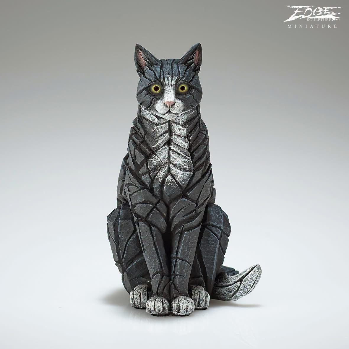 Sitting Black And White Cat Miniature by Edge Sculpture