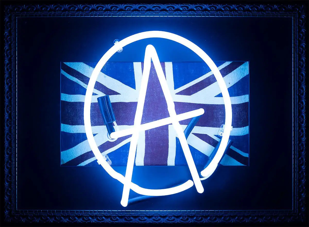 Illuminati Neon Anarchy A - Blue Neon ORIGINAL - The Acorn Gallery, Pocklington