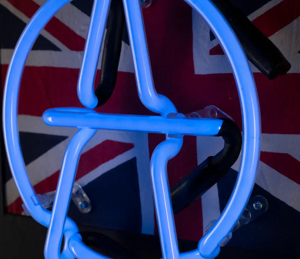 Illuminati Neon Anarchy A - Blue Neon ORIGINAL - The Acorn Gallery, Pocklington