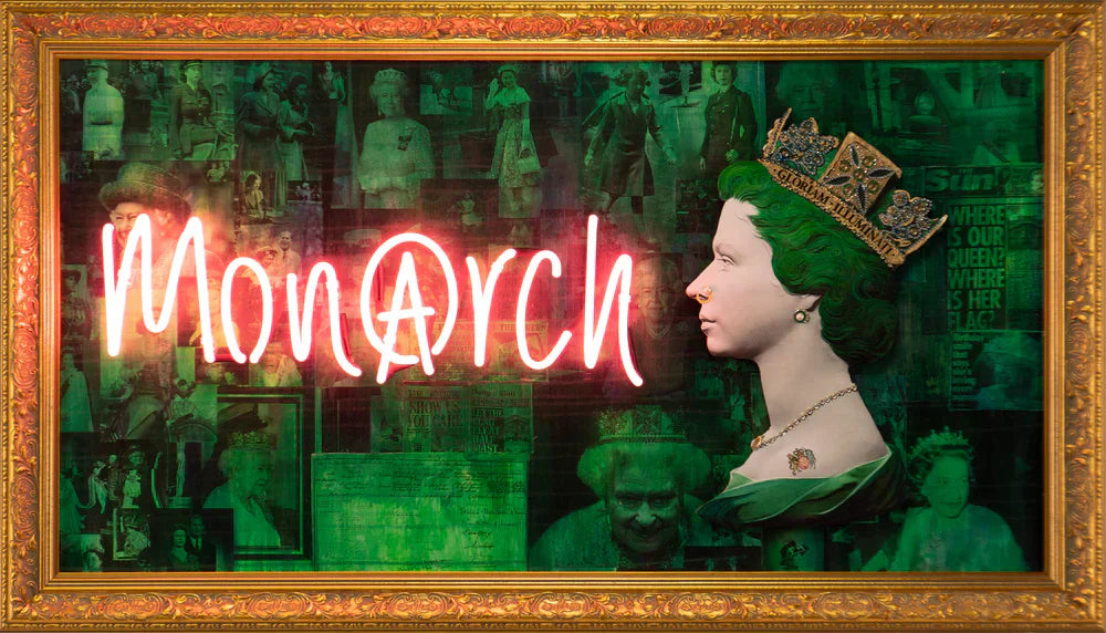 Illuminati Neon Green Monarch Queen - Pink Neon ORIGINAL - The Acorn Gallery, Pocklington