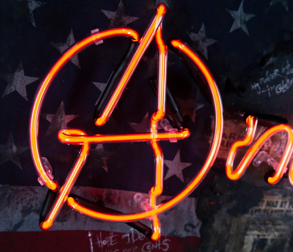 Illuminati Neon Anarchy Joker Red Neon ORIGINAL - The Acorn Gallery, Pocklington