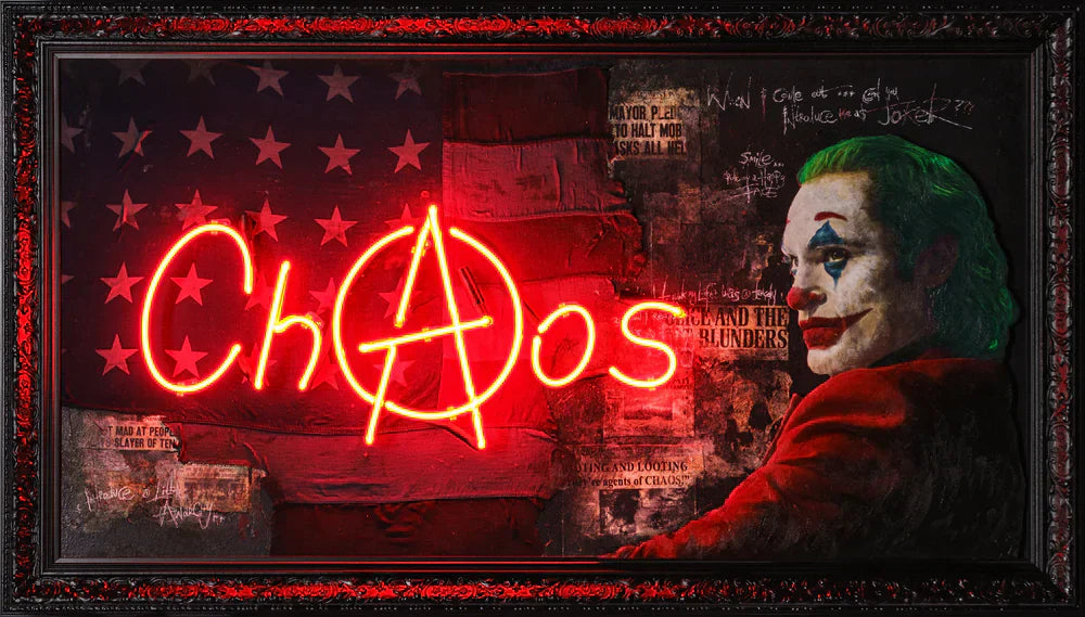 Illuminati Neon Joker Chaos Red Neon ORIGINAL - The Acorn Gallery, Pocklington