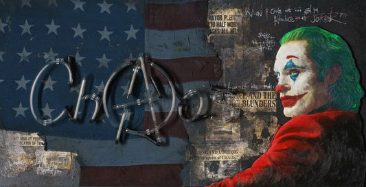 Illuminati Neon Joker Chaos Red Neon ORIGINAL - The Acorn Gallery, Pocklington