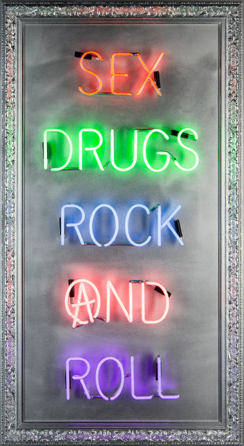 Illuminati Neon Sex Drugs Rock And Roll - Silver ORIGINAL - The Acorn Gallery, Pocklington