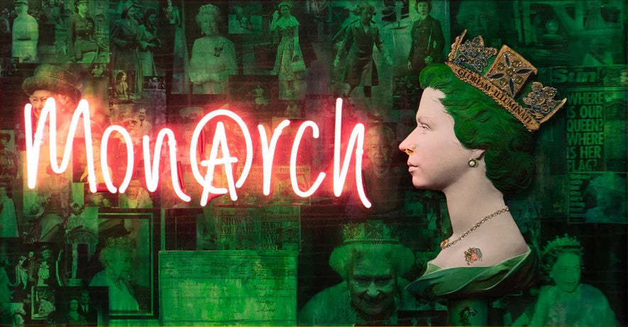 Illuminati Neon Green Monarch Queen - Pink Neon ORIGINAL - The Acorn Gallery, Pocklington