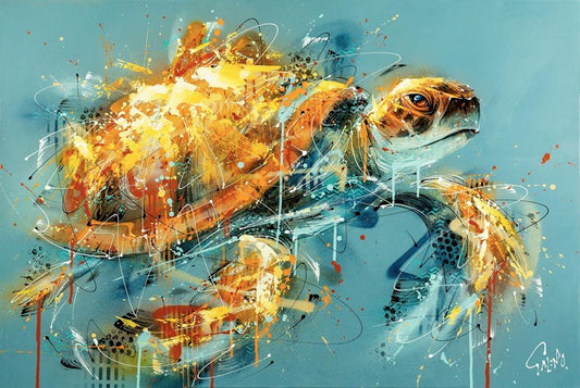 Joe Galindo Crush Sea Turle Hand Embellished Board available from The Acorn Gallery, Pocklington