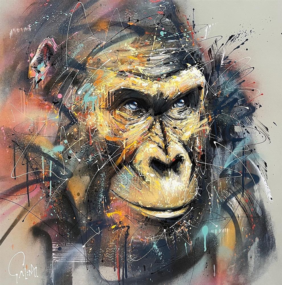 Joe Galindo Koko Chimpanzee Hand Embellished Board - The Acorn Gallery, Pocklington