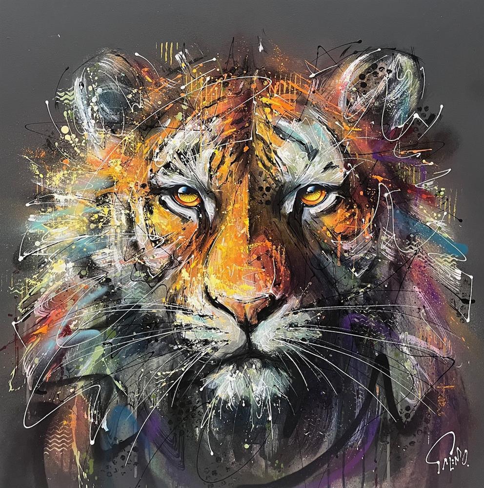 Joe Galindo Sienna Tiger Hand Embellished Board - The Acorn Gallery, Pocklington