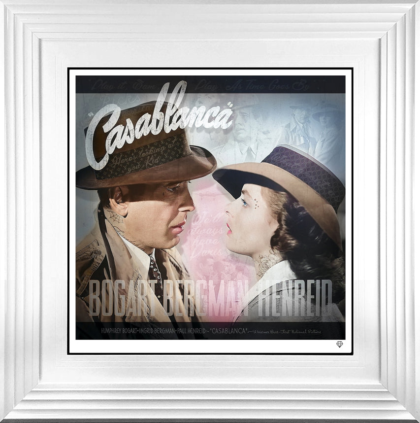 JJ Adams Casablanca Colour Movie Poster Framed in White - The Acorn Gallery, Pocklington