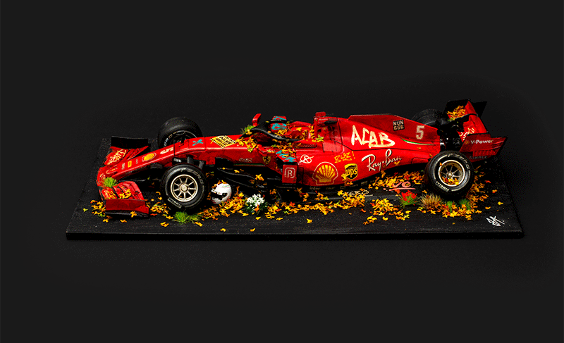 JJ Adams F1 Ferrari Scuderia No. 5 - 2020 Vettel ORIGINAL Sculpture - The Acorn Gallery, Pocklington