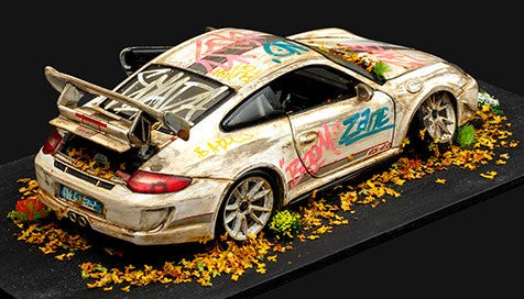 JJ Adams Porsche 911 - GT3 RS - White ORIGINAL Sculpture - The Acorn Gallery, Pocklington