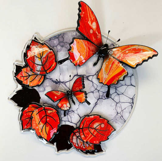 Kevin Bandee Mini Wall Art Butterfly Red Original - The Acorn Gallery, Pocklington