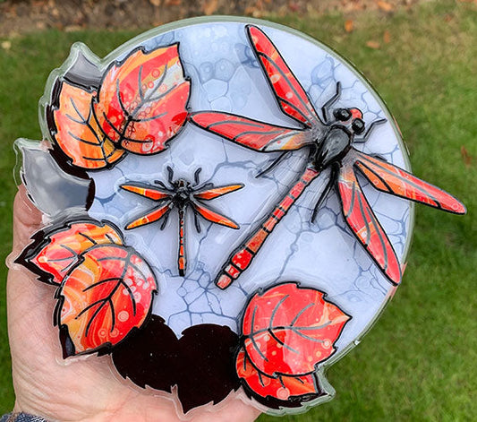 Kevin Bandee Mini Wall Art Dragonfly Orange Original - The Acorn Gallery, Pocklington