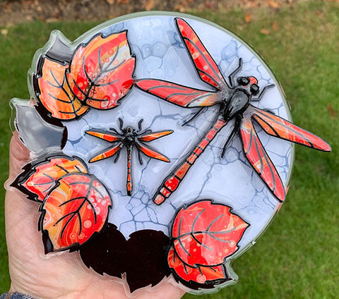 Mini Wall Art Dragonfly Orange Original by Kevin Bandee *SOLD*
