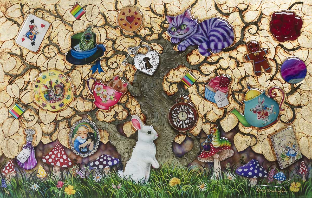 Alice in Wonderland unique edition by Kerry Darlington What Alice Found There. Shop at The Acorn Gallery, Pocklington. Free UK Mainland Delivery. Approved stockist for Kerry Darlington Art. Call 01759 307652.