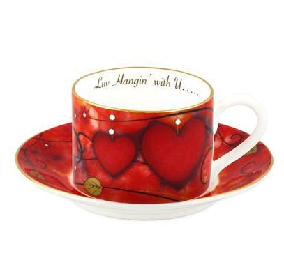 Luv Hangin' With U Cup and Saucer by Kealey Farmer Ceramics