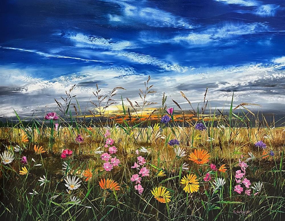 Kimberley Harris Sunrise Meadows Hand Embellished Canvas - The Acorn Gallery, Pocklington