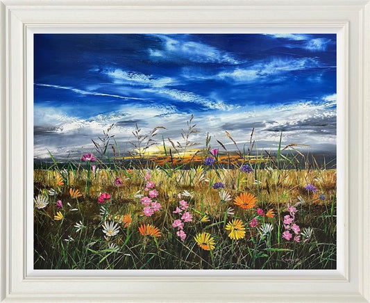 Kimberley Harris Sunrise Meadows Hand Embellished framed Limited edition Canvas - The Acorn Gallery, Pocklington