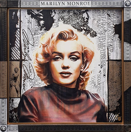 A superb large scale artwork of Marilyn Monroe, etched in maple veneer and featuring lyrics from Diamonds are a Girls Best Friend, this is superbly detailed and finished with gold and silver paint for extra Glen! Marilyn Monroe is a classic Hollywood superstar and all-time romantic icon. This piece is available from the Acorn Gallery in Pocklington. Shop online or call 01759 307652.