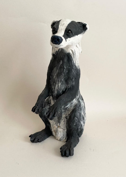 Louise Brown Standing Badger Original Sculpture - The Acorn Gallery, Pocklington