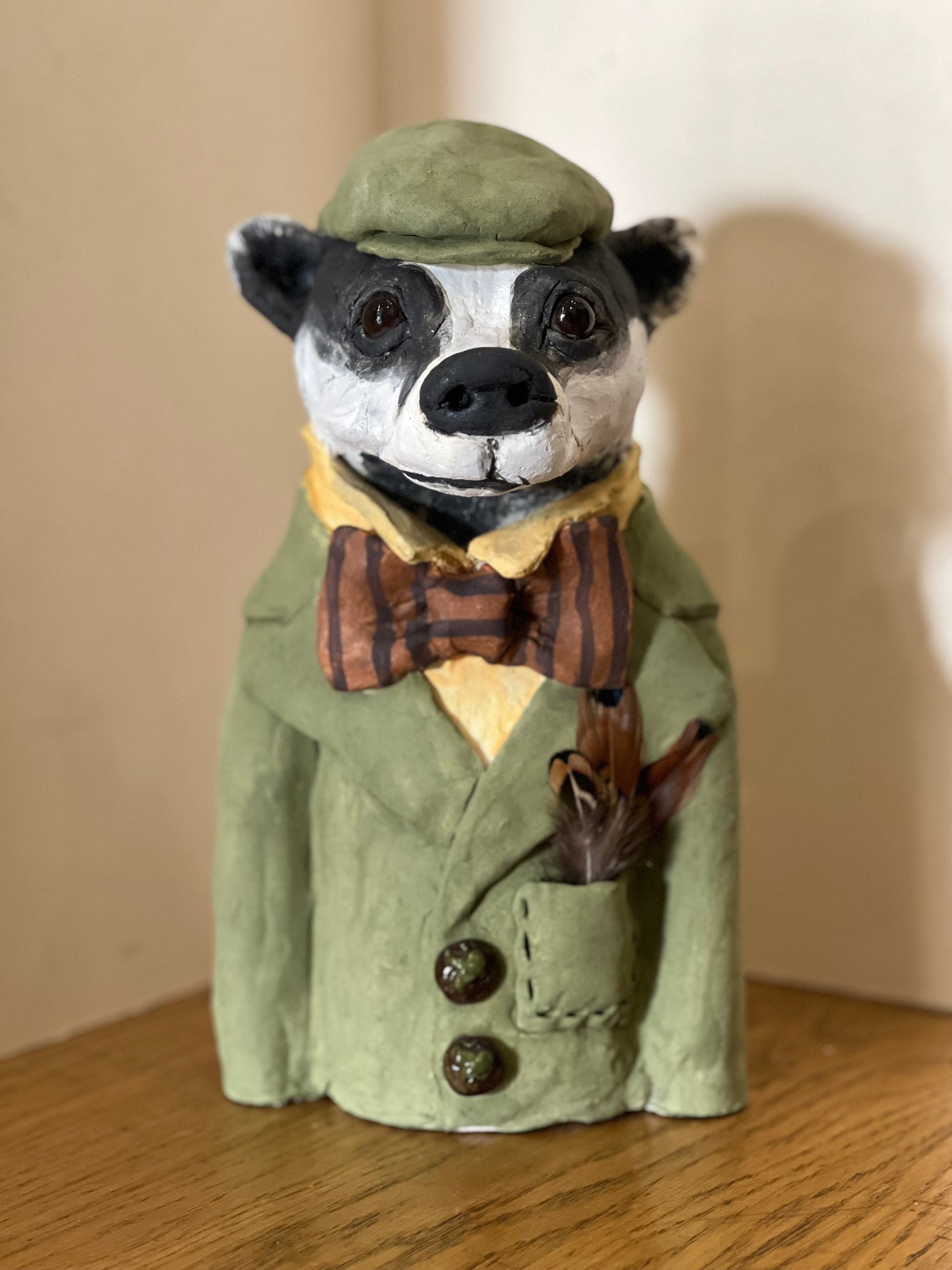 Louise Brown Badger Bust Original Sculpture - The Acorn Gallery, Pocklington