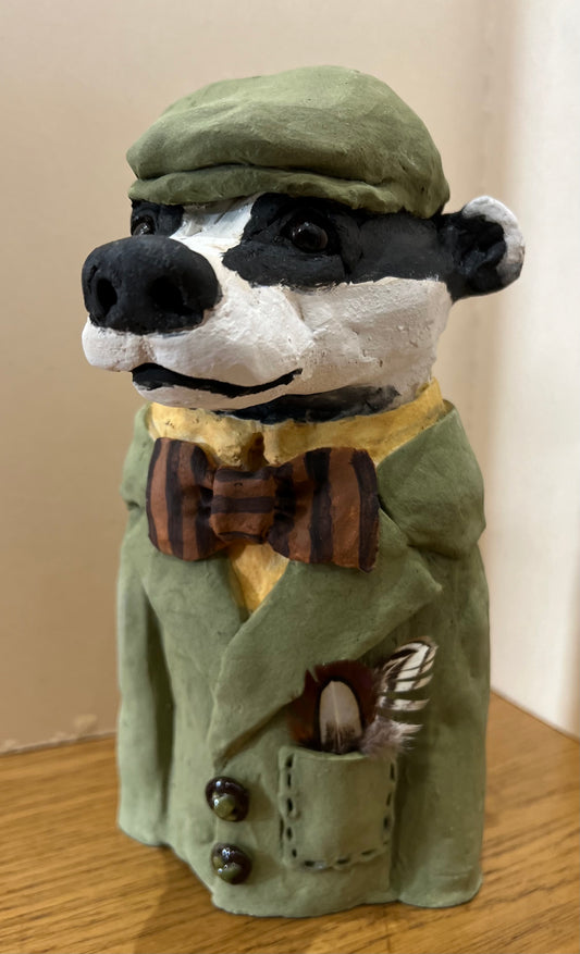 Badger Bust ORIGINAL Sculpture by Louise Brown NEW