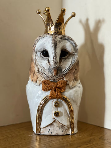 Crowned Owl ORIGINAL Sculpture by Louise Brown *SOLD*