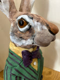 Hare Bust (Pinstripes) ORIGINAL Sculpture by Louise Brown *NEW*