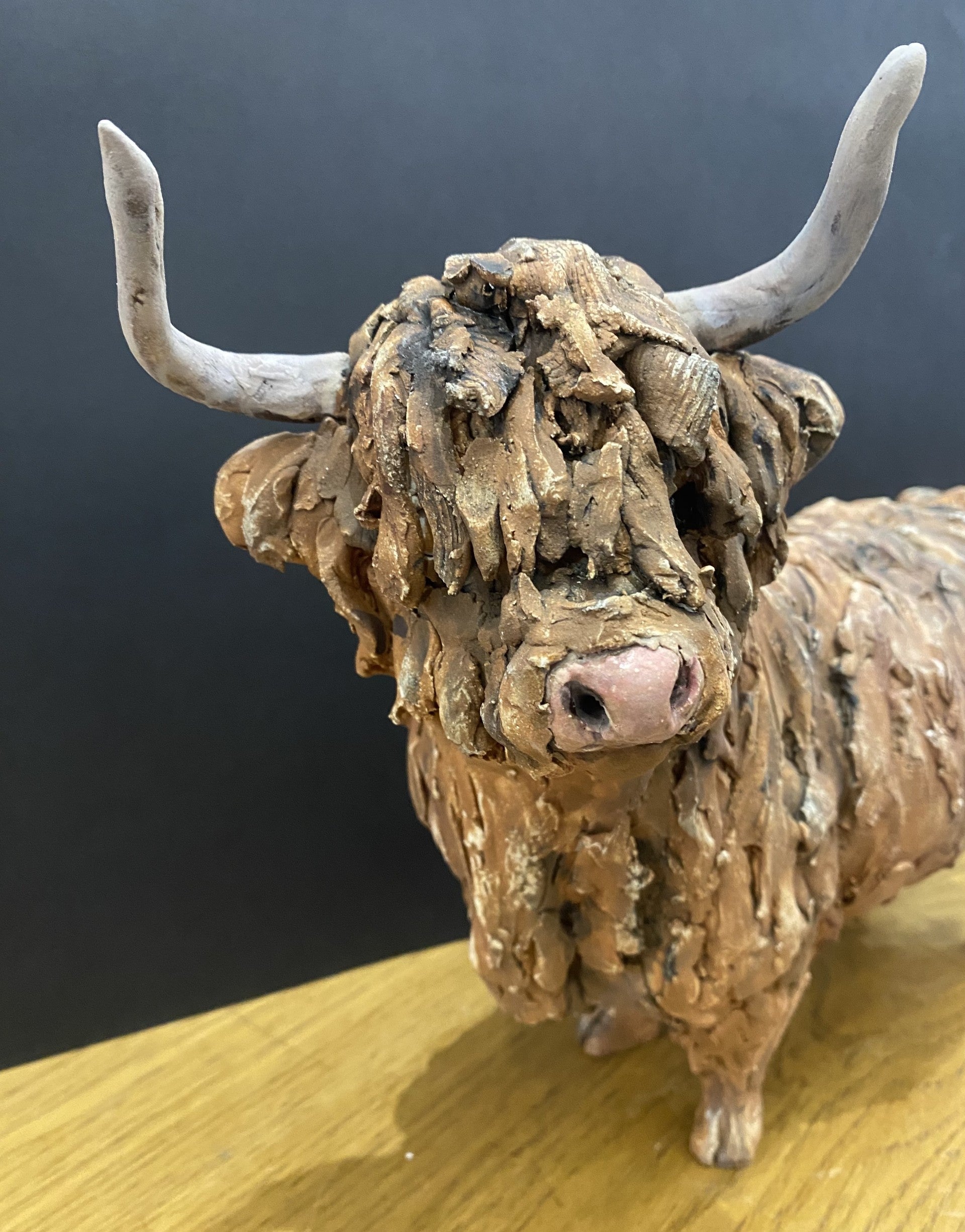 Louise Brown Highland Cow Original Sculpture - The Acorn Gallery, Pocklington
