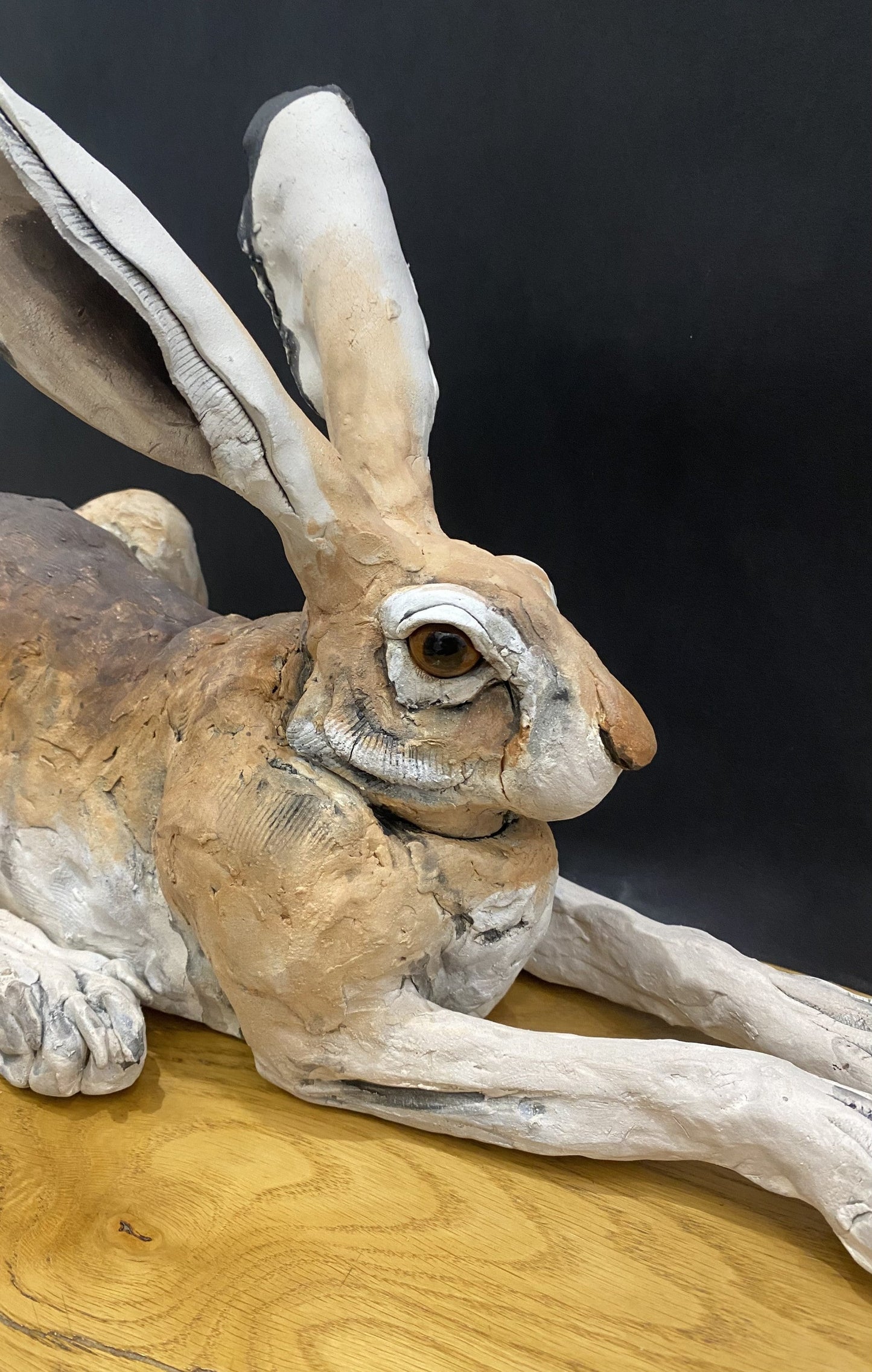 Louise Brown Hunched Hare Original Sculpture - The Acorn Gallery, Pocklington