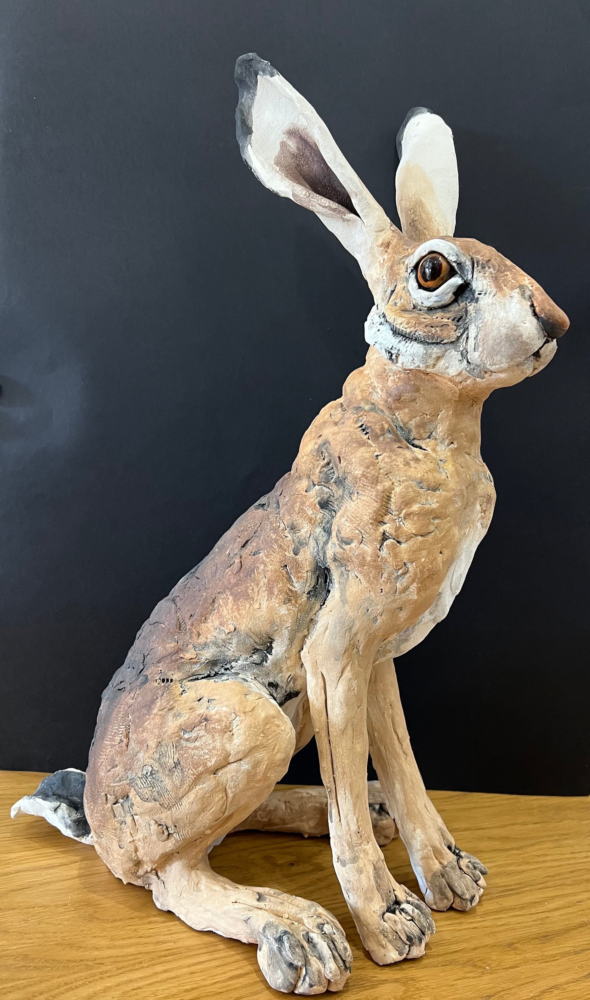 Louise Brown Large Sitting Hare Original Sculpture - The Acorn Gallery, Pocklington