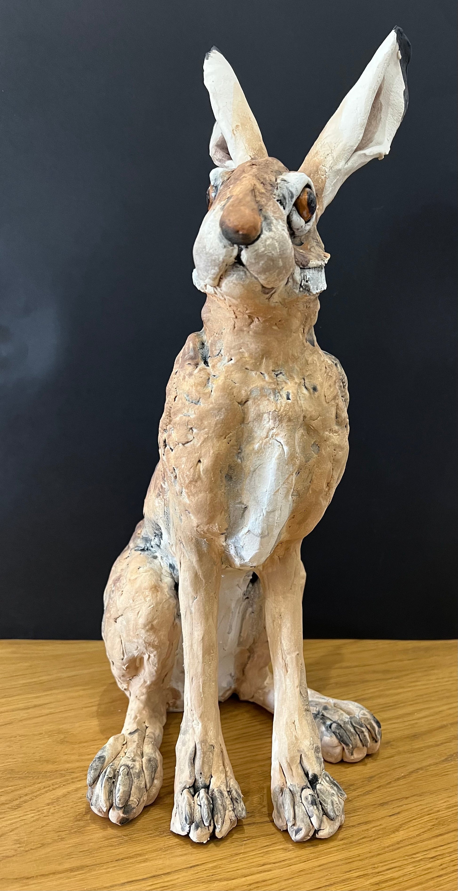 Louise Brown Large Sitting Hare Original Sculpture - The Acorn Gallery, Pocklington