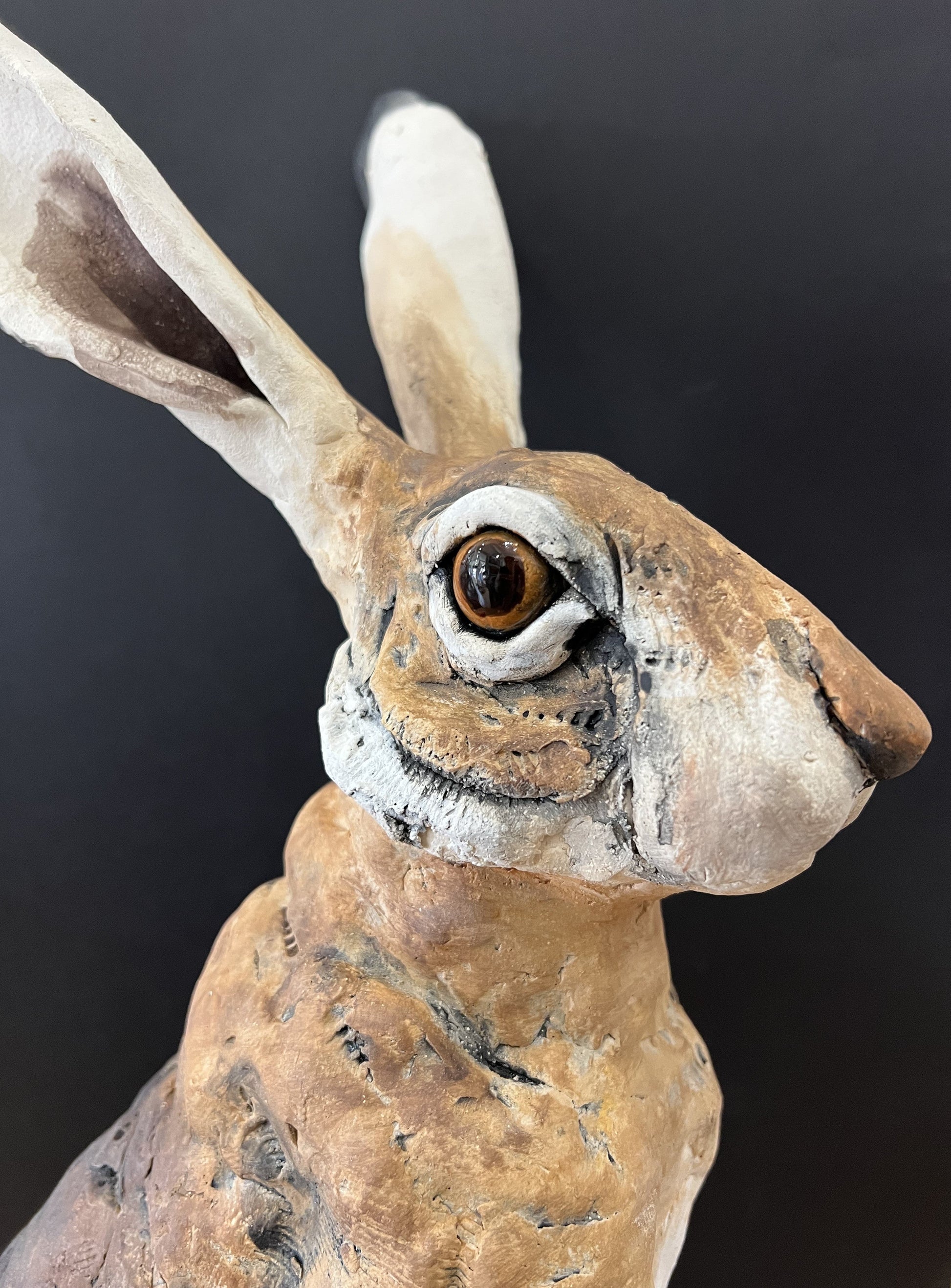 Louise Brown Large Sitting Hare Original Sculpture - The Acorn Gallery, Pocklington