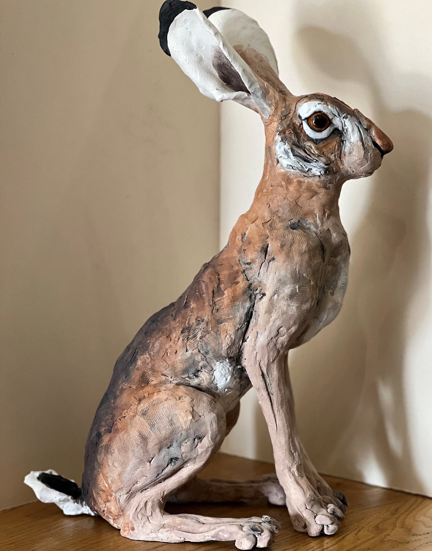 Louise Brown Large Sitting Hare Original Sculpture - The Acorn Gallery, Pocklington