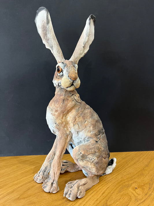 Small Sitting Hare ORIGINAL Sculpture by Louise Brown SOLD