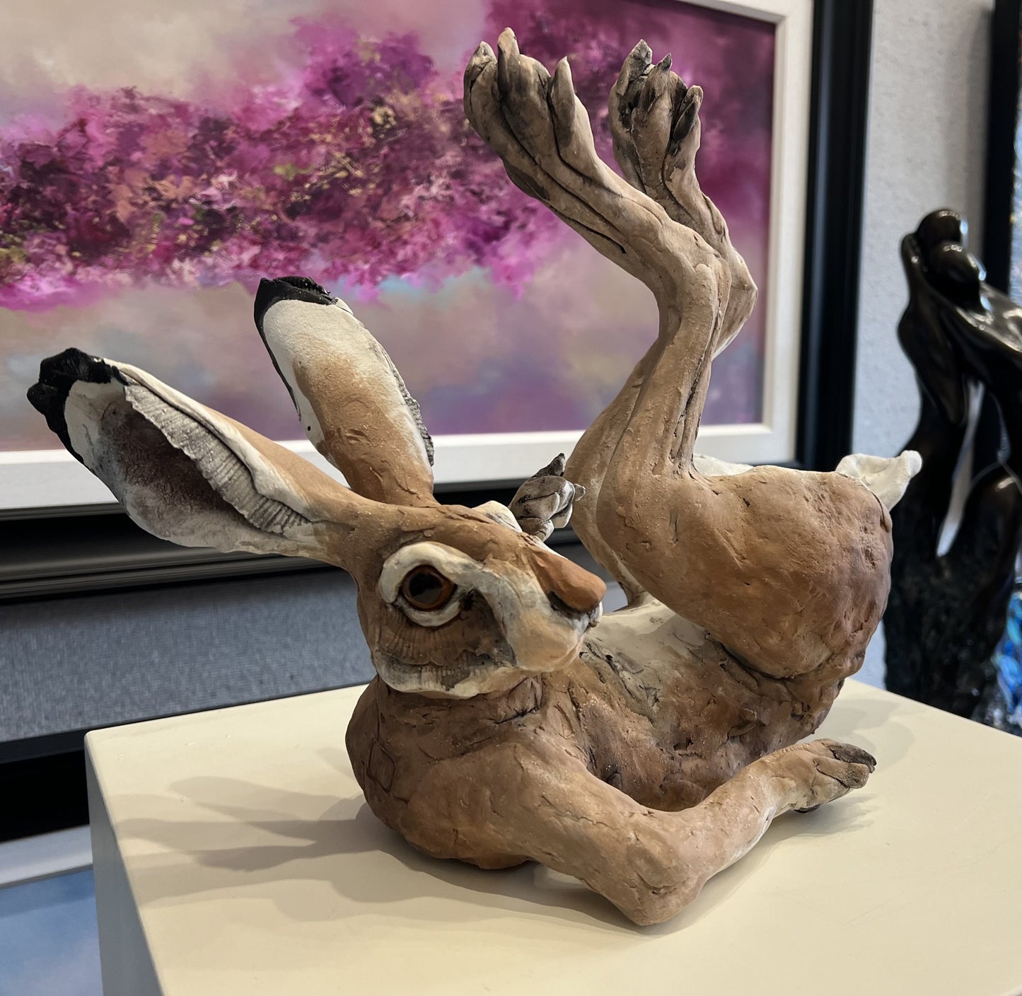 Frolicking Hare II Original Sculpture by Louise Brown