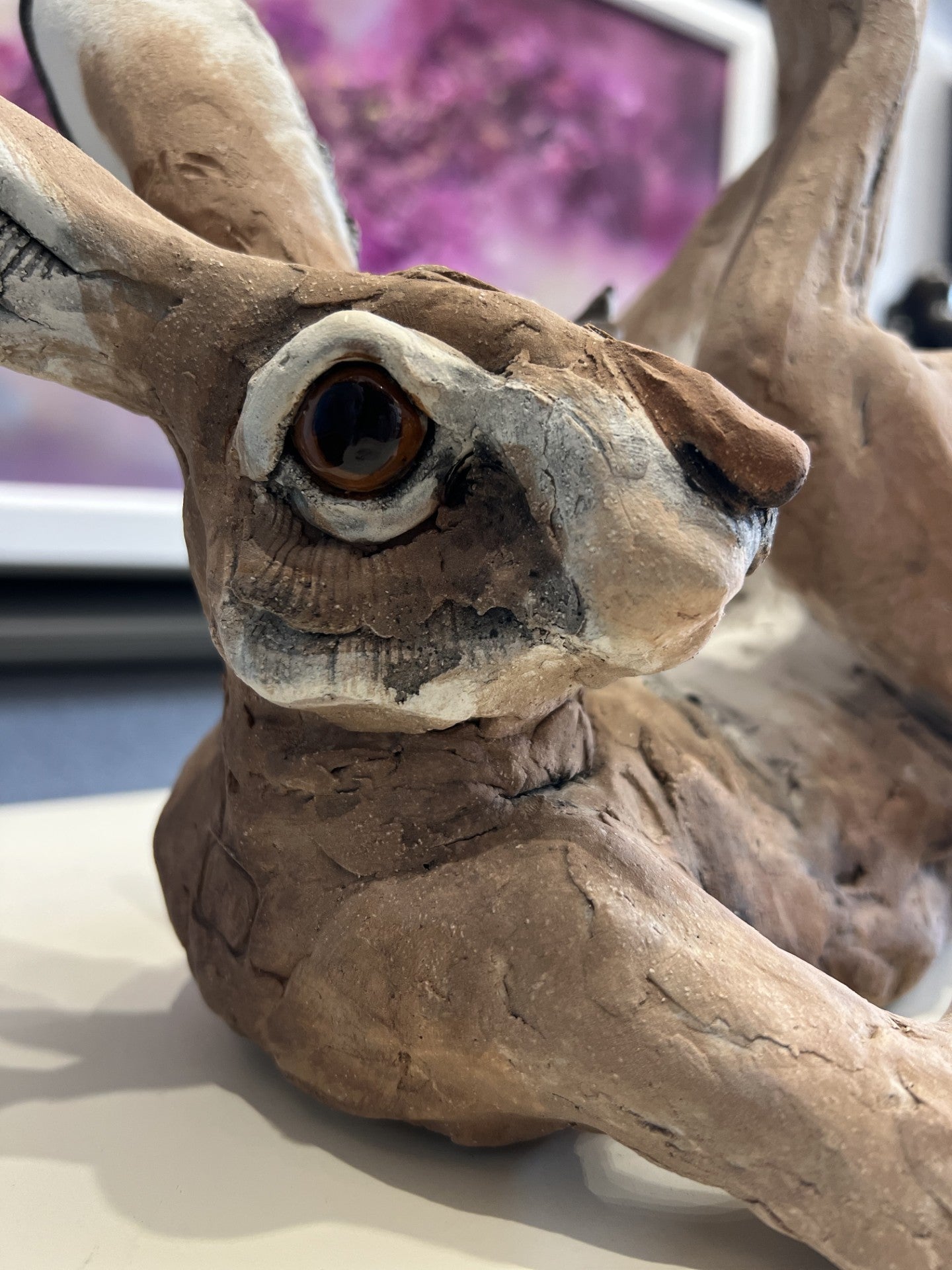 Frolicking Hare II Original Sculpture by Louise Brown