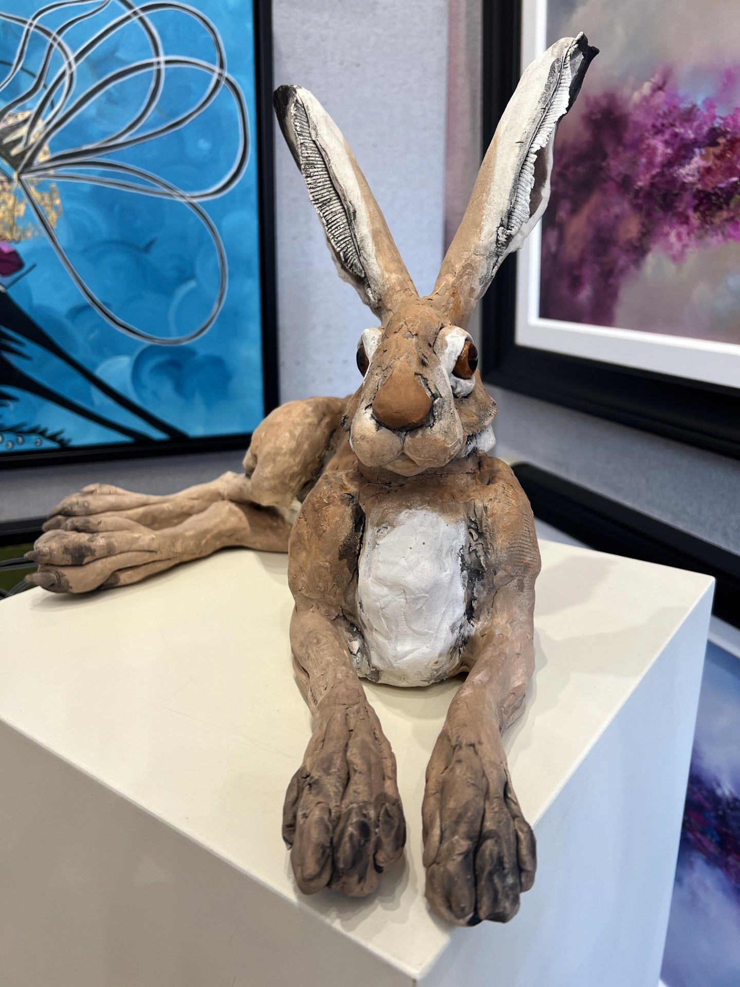 Lying Down Hare IX ORIGINAL Sculpture by Louise Brown