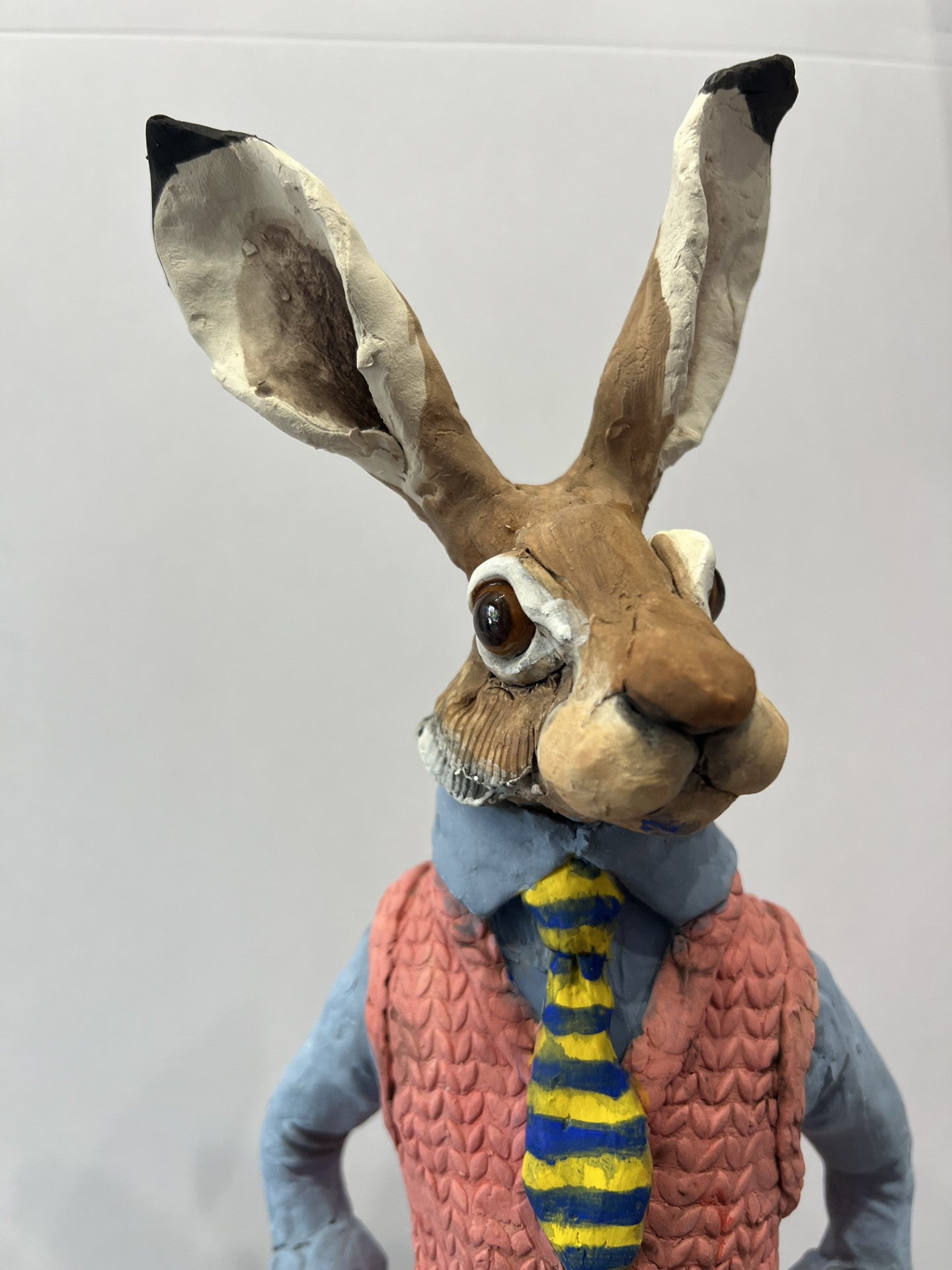 Dressed Hare with Carrot ORIGINAL Sculpture by Louise Brown