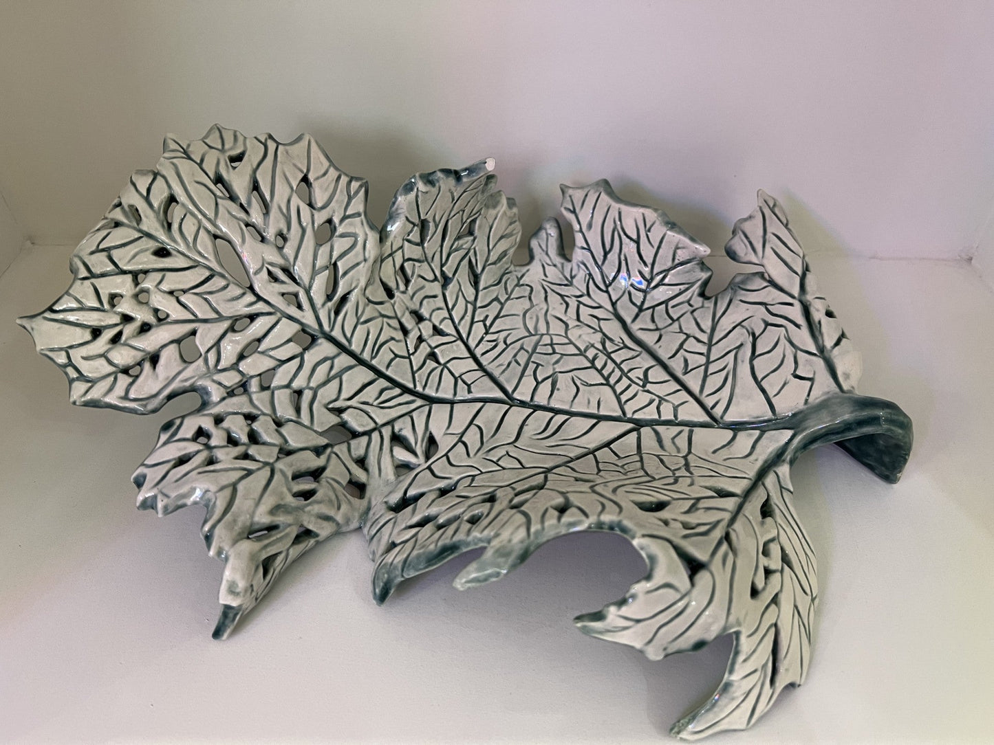 Lorraine Kathryn Studios Large Ceramic Green Leaf Original - The Acorn Gallery, Pocklington
