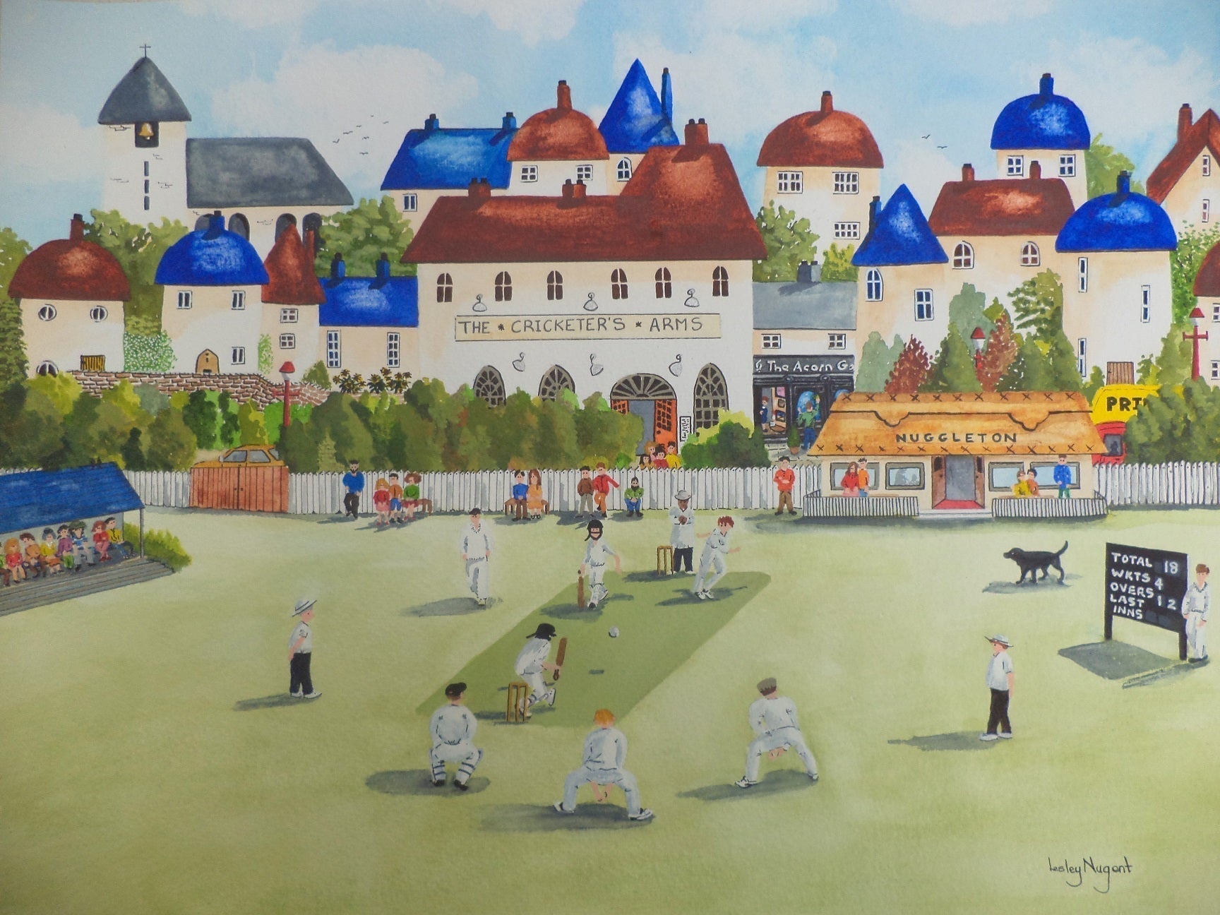 The Cricket Match framed print by artist Lesley Nugent available from The Acorn Gallery, right here in the town. Secure UK delivery available. Shop Online or call us on 01759 307652.