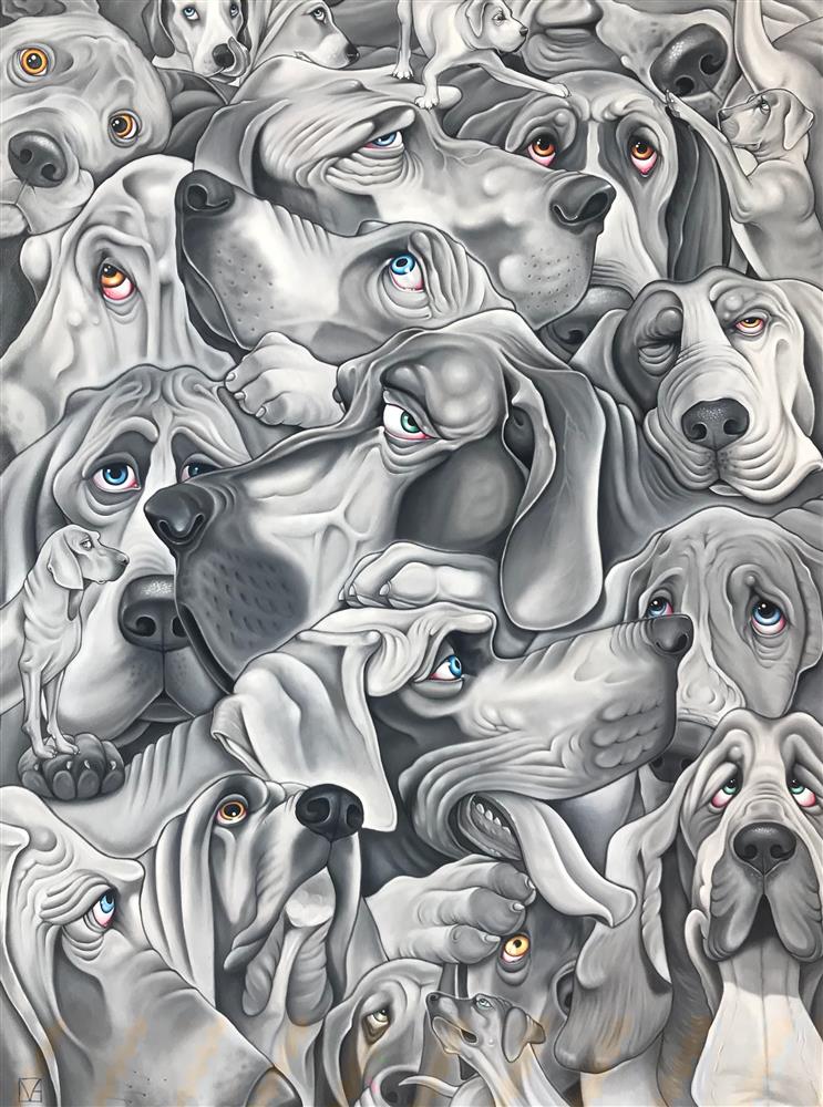 Michael Abrams Heap Of Hounds Original - The Acorn Gallery, Pocklington