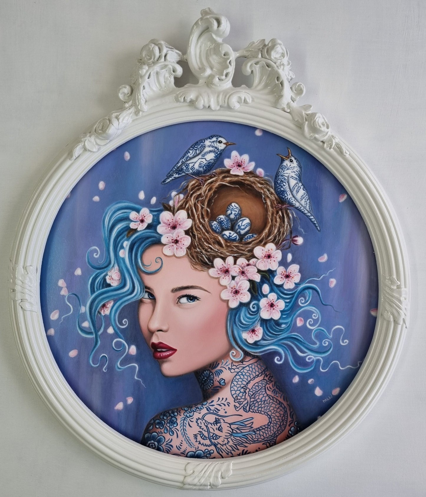 Marie Louise Wrightson China Birds Original - The Acorn Gallery, Pocklington