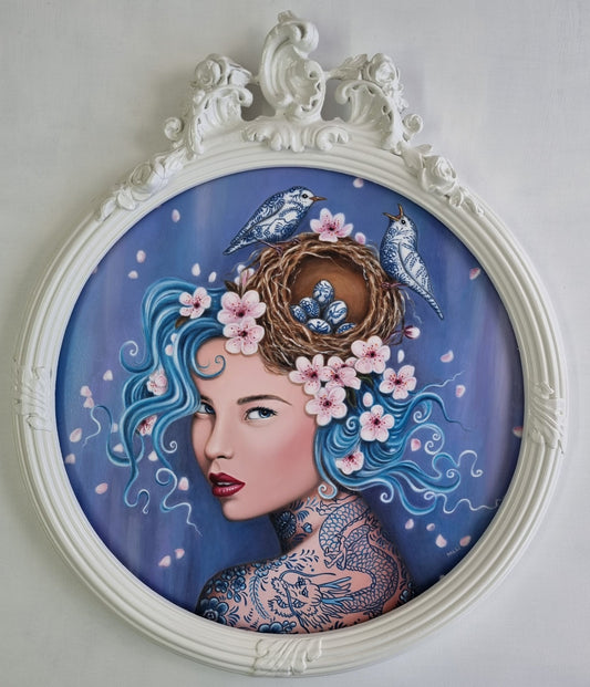 Marie Louise Wrightson China Birds Original - The Acorn Gallery, Pocklington