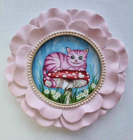 Cheshire Cat On His Toadstool ORIGINAL by Marie Louise Wrightson *NEW*