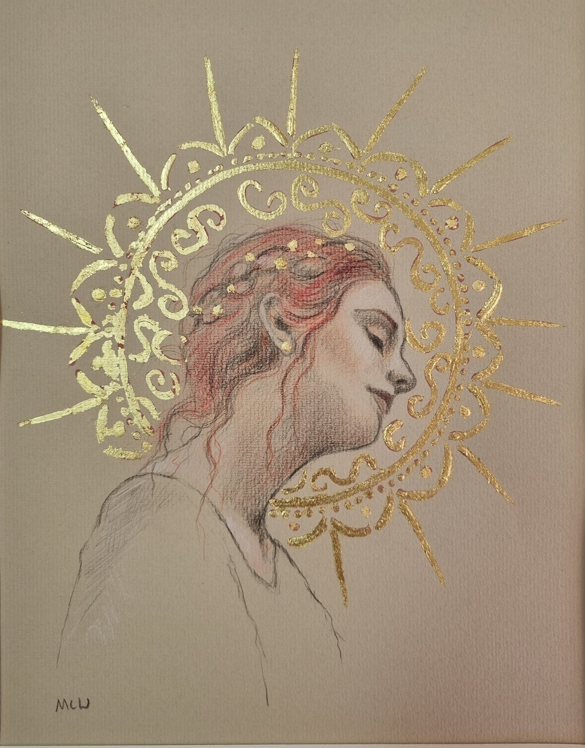 Marie Louise Wrightson Guinevere ORIGINAL Sketch - The Acorn Gallery, Pocklington