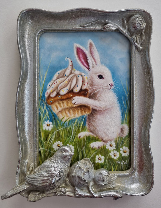 Marie Louise Wrightson The Little Rabbit's Birthday Treat ORIGINAL - The Acorn Gallery, Pocklington
