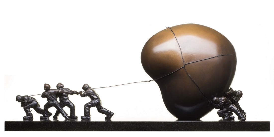 Mackenzie Thorpe Pulling Together Bronze Sculpture - The Acorn Gallery, Pocklington