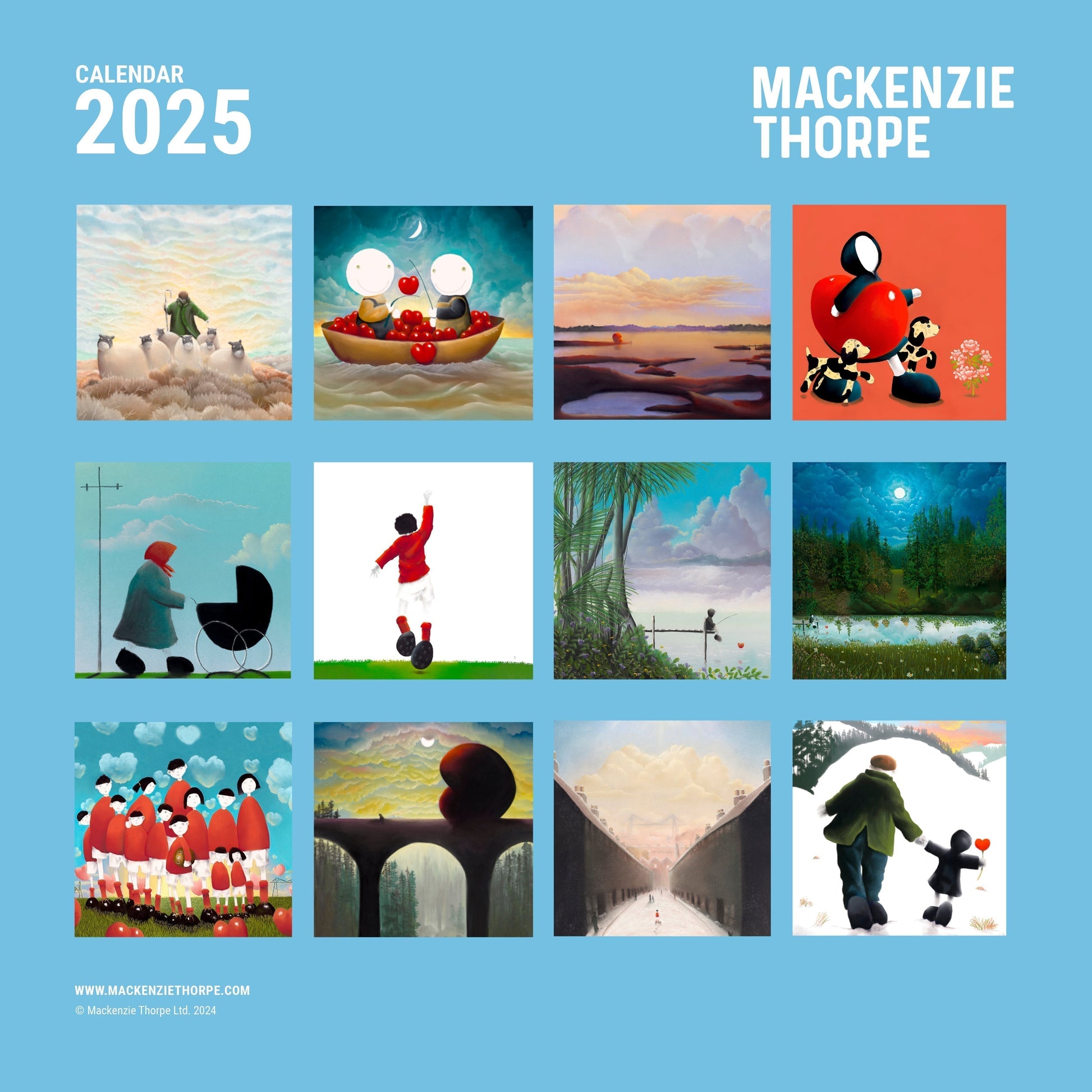 Mackenzie Thorpe Calendar 2025 is now available from The Acorn Gallery in Pocklington. Order online or call us now on 01759 307652. Fast Shipping.