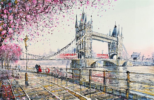 Nigel Cooke Towers Under The Blossom Hand Embellished Limited Edition Print - The Acorn Gallery, Pocklington